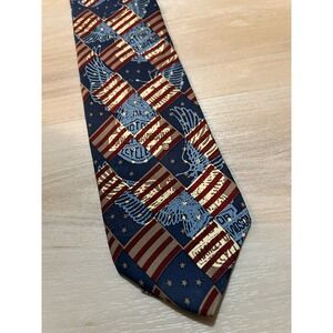 RM Style Men's Necktie Tie Silk Satin Harley Davidson American Eagle Flag 56"‎